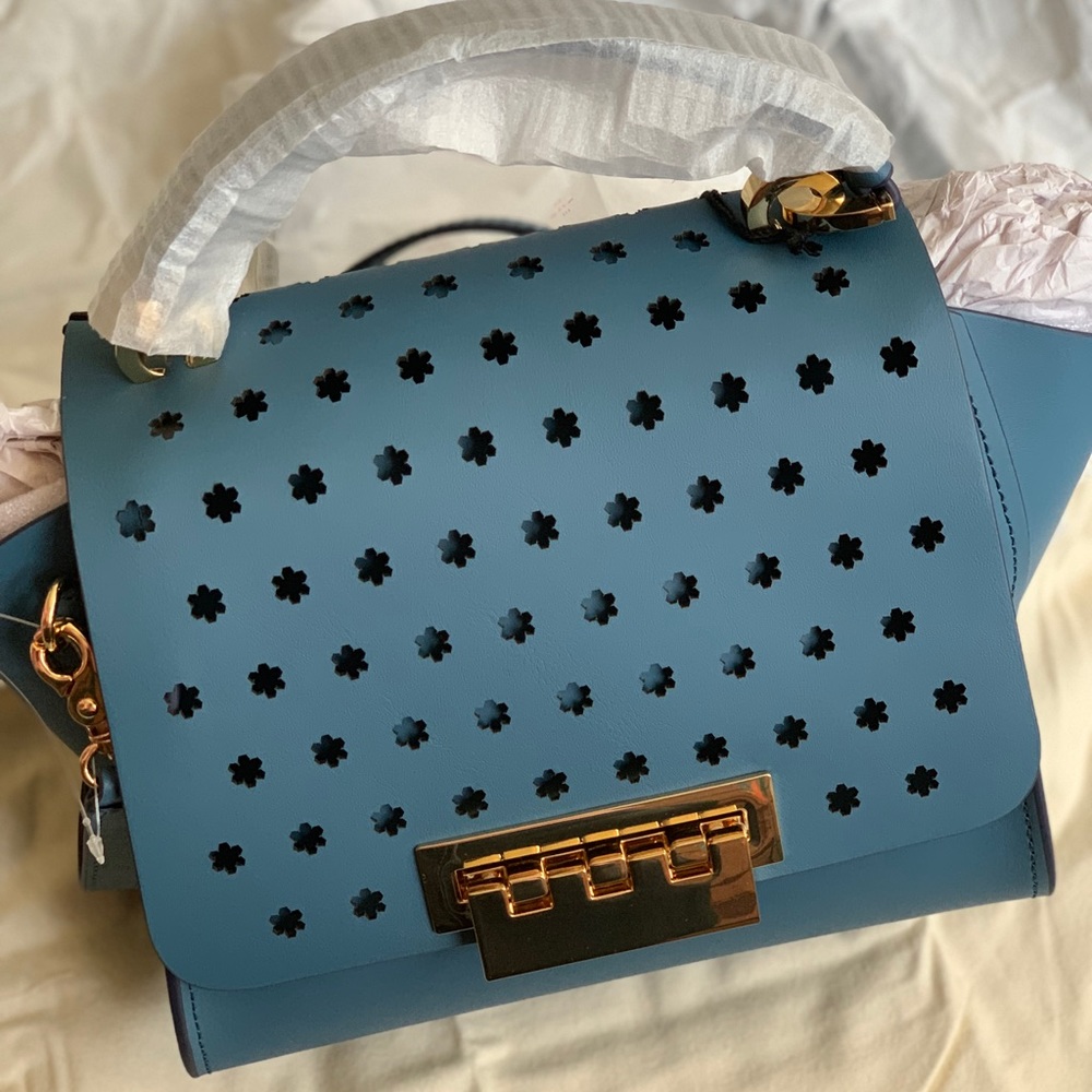 Zac Zac Posen Eartha Blue Perforated Flowers Bag